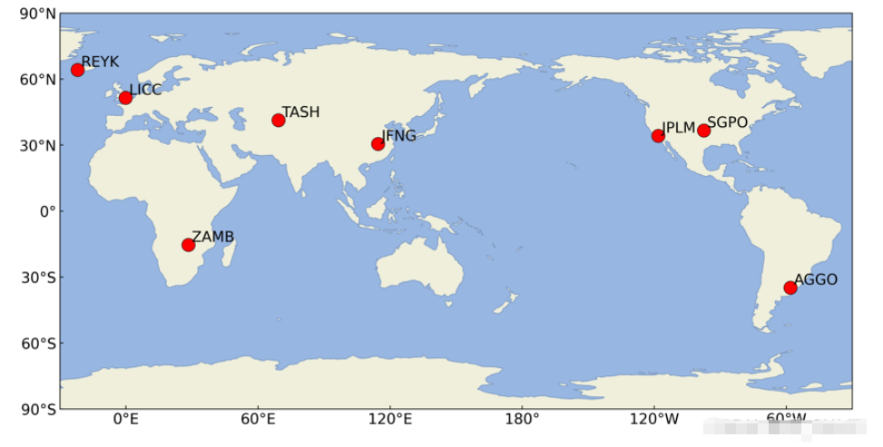 Python如何根据站点列表绘制站坐标全球分布图  python 第2张